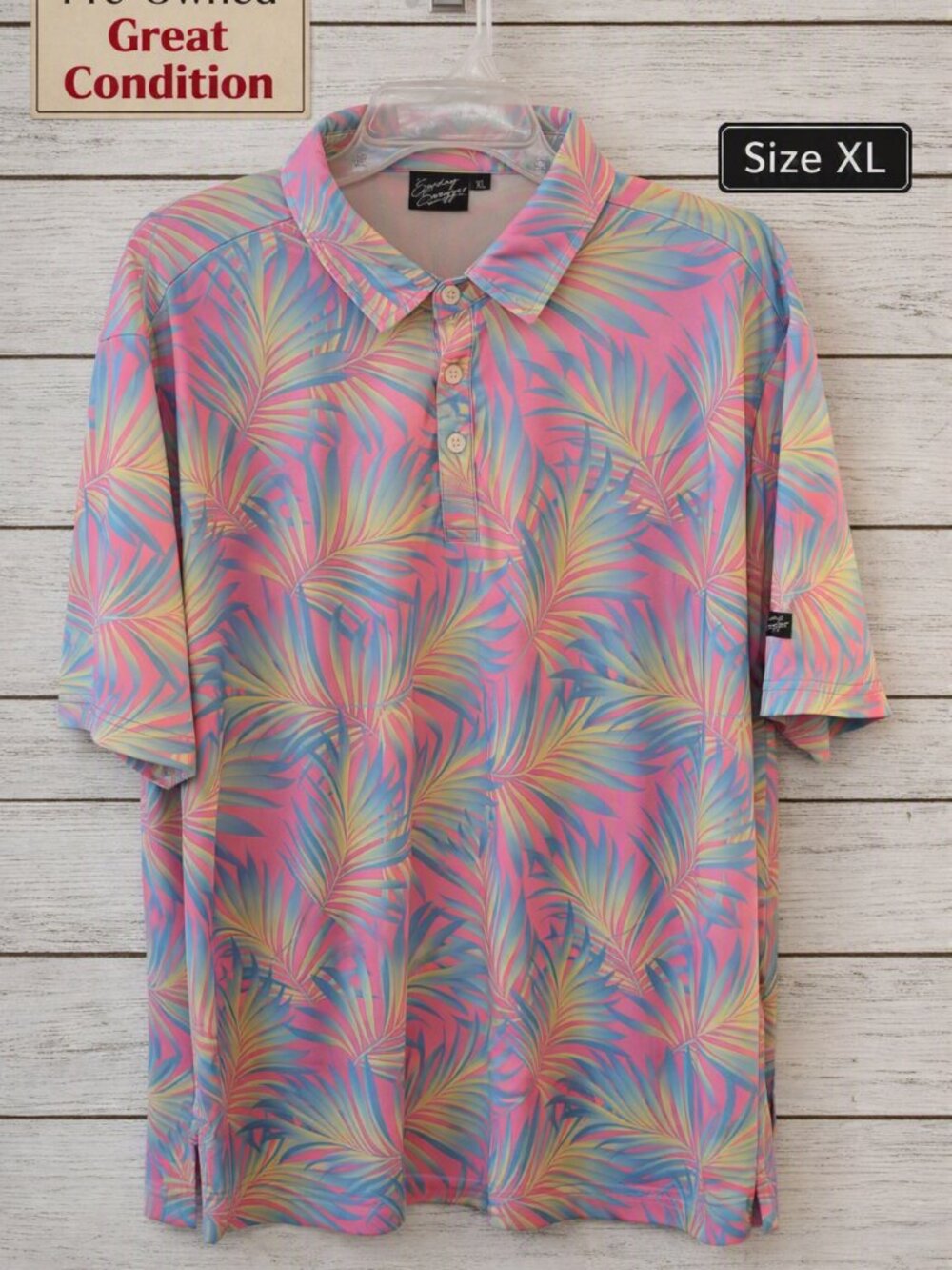 Sunday Swagger XL Tropical Palm Leaf Polo Shirt